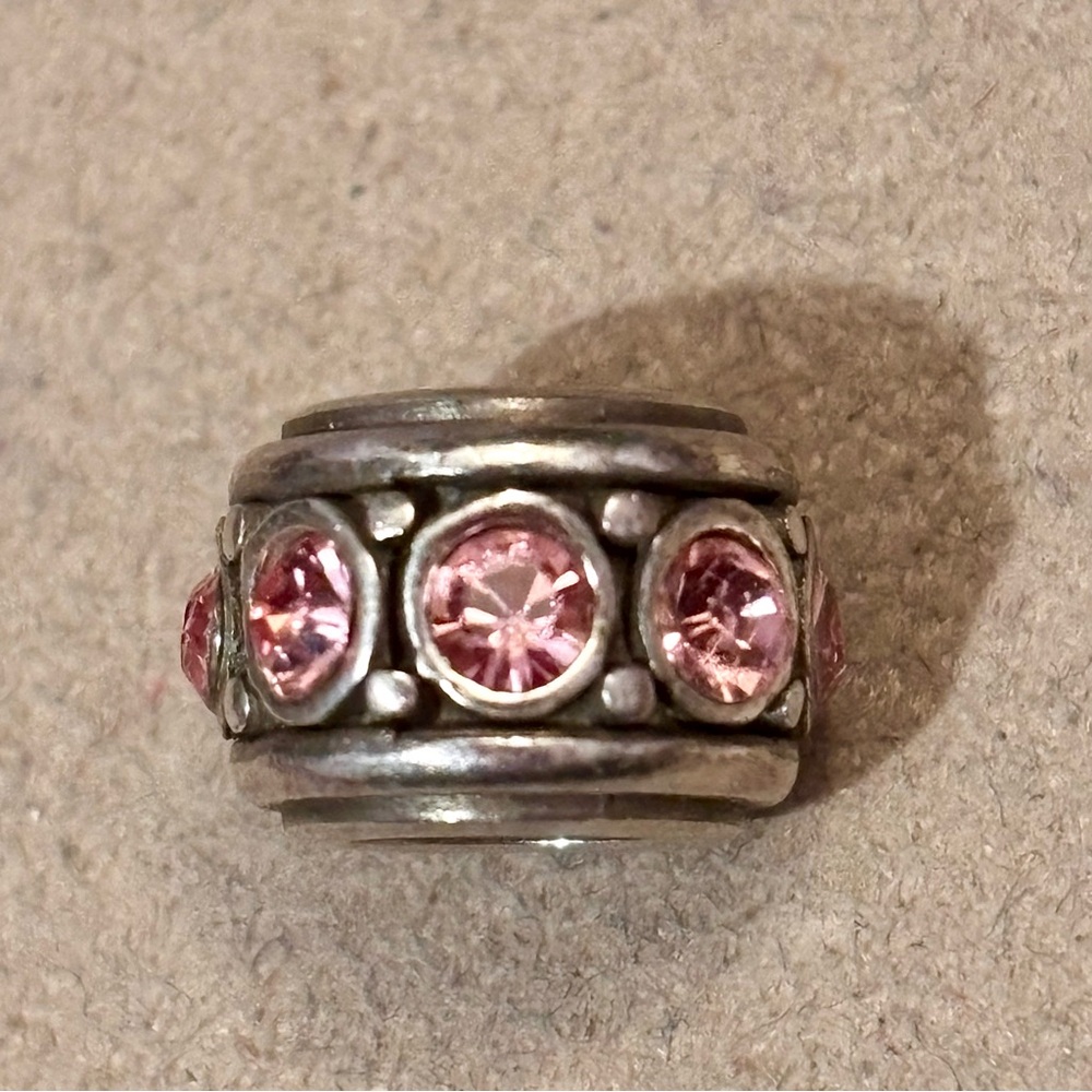 Brighton Glam Spacer bead w Pink Tourmaline round crystals set in silver Retired